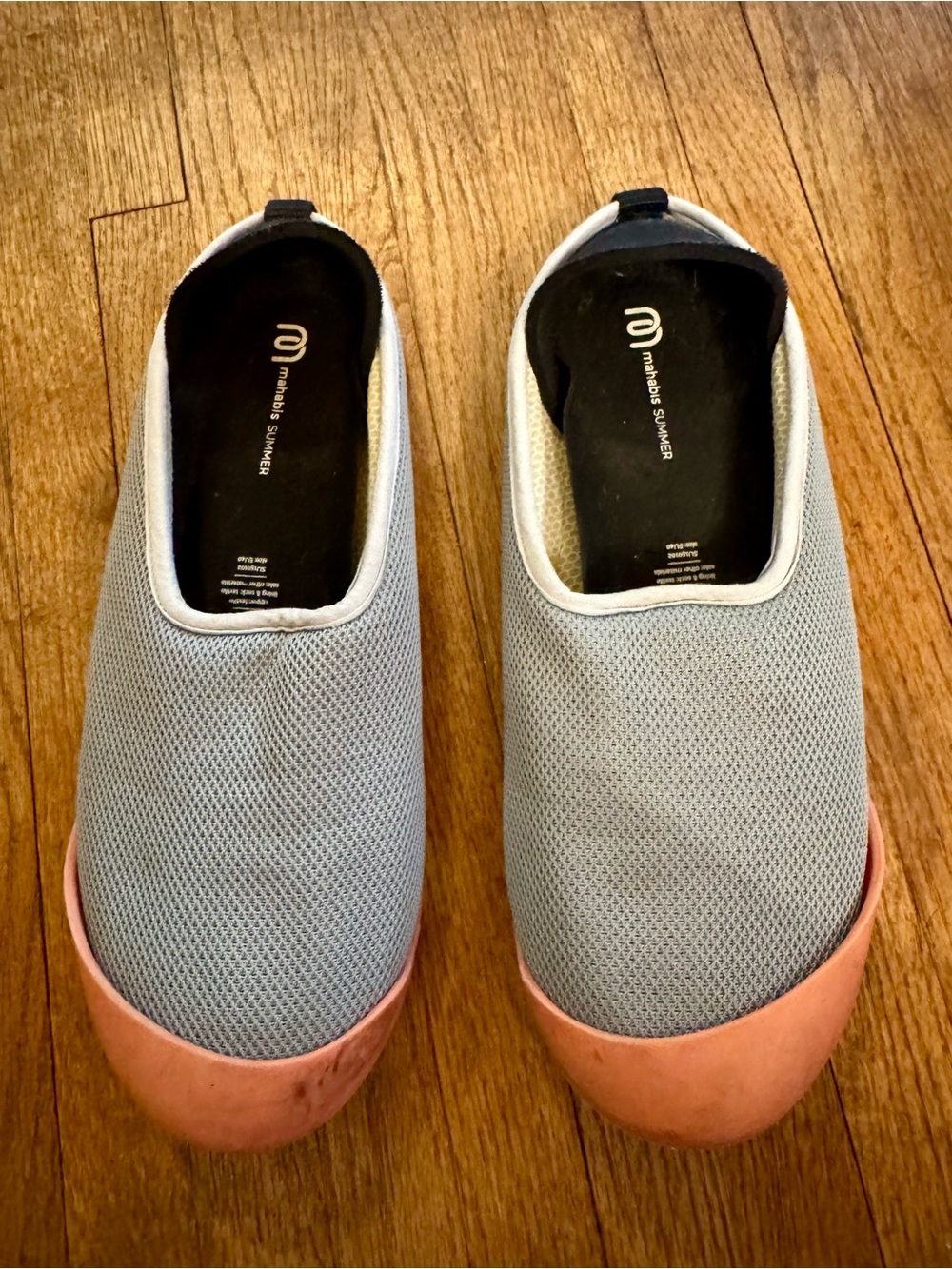 mahabis Gray Mesh Summer Slippers with Pink Soles - size 40